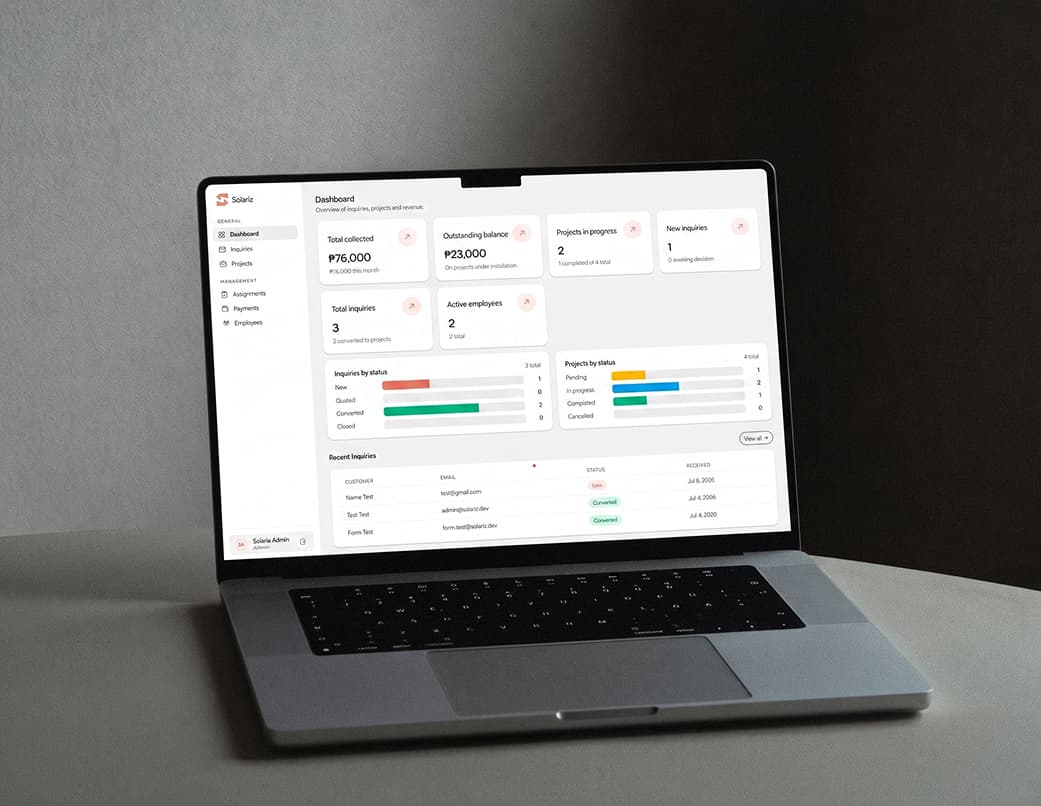 Solariz Admin Dashboard